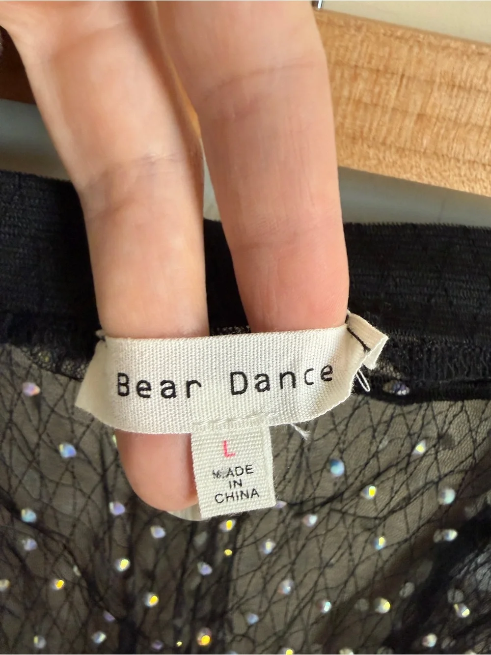 Bear Dance Black Sheer Mesh Mini Skirt with Iridescent Rhinestone Sequins
